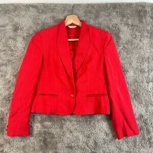 Vintage Bert Newman Red Single Button Short Crop Blazer Jacket 4 S Casual Corner